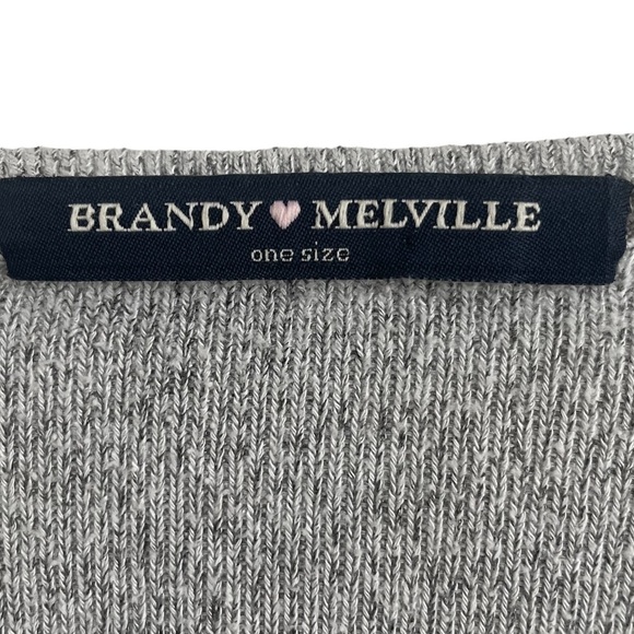 Brandy Melville Gray V-Neck Slouchy Knit Top, One Size - Picture 3 of 4